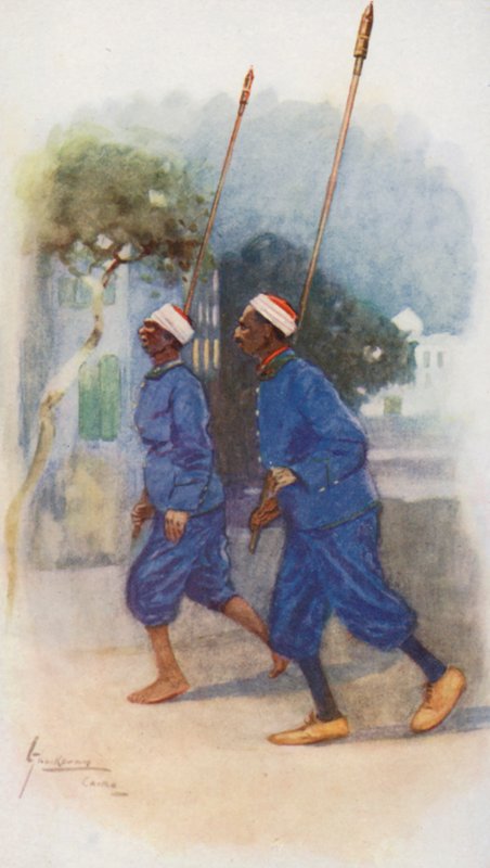 Folk i Egypten: Lampelysere, Illi walla el Lumad (farvelitografi) af Lance Thackeray