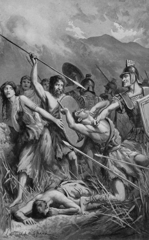 Et romersk angreb på briterne i Mona af Lancelot Speed