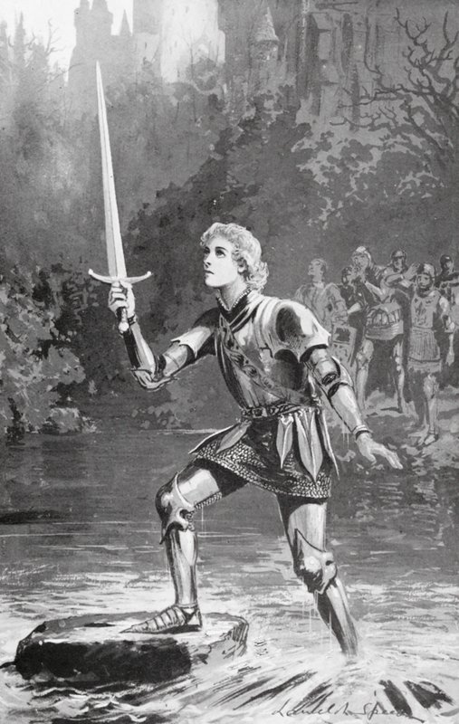 Galahad løftede sværdet ganske let (litografi) af Lancelot Speed
