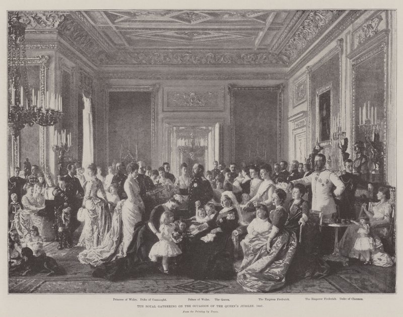 Den kongelige sammenkomst i anledning af dronningens jubilæum, 1887 af Laurits Regner Tuxen