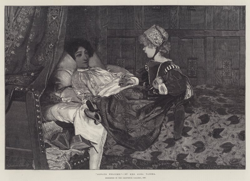 Always Welcome, udstillet i Grosvenor Gallery, 1887 af Lawrence Alma Tadema