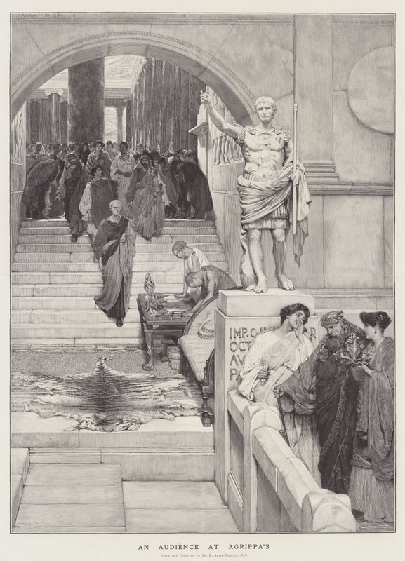 Et publikum hos Agrippa af Lawrence Alma Tadema