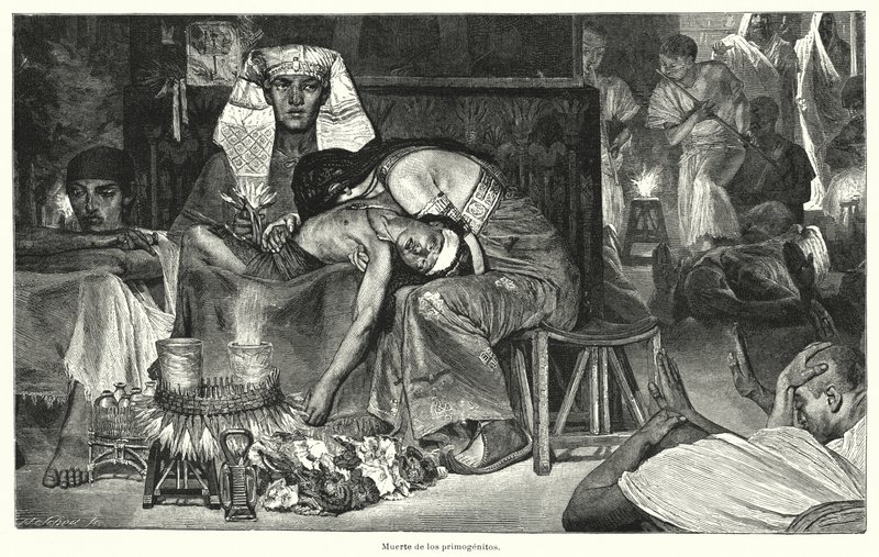 Den førstefødtes død: den sidste af Egyptens ti plager (litho) af Lawrence (after) Alma Tadema