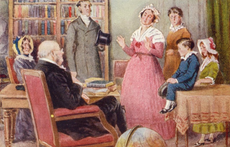 Illustration til historien om lille Dombey af Leonard Skeats