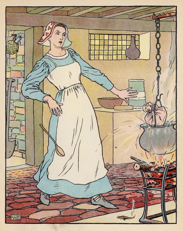 Illustration til Tom Thumb (farvelitografi) af Leonard Leslie Brooke