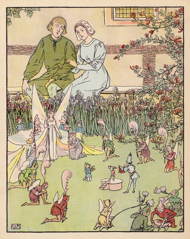 Illustration til Tom Thumb (farvelitografi) af Leonard Leslie Brooke
