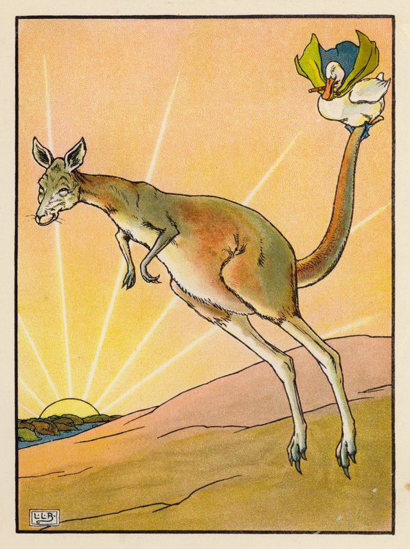 The Dunk and the Kangaroo (farvelitografi) af Leonard Leslie Brooke