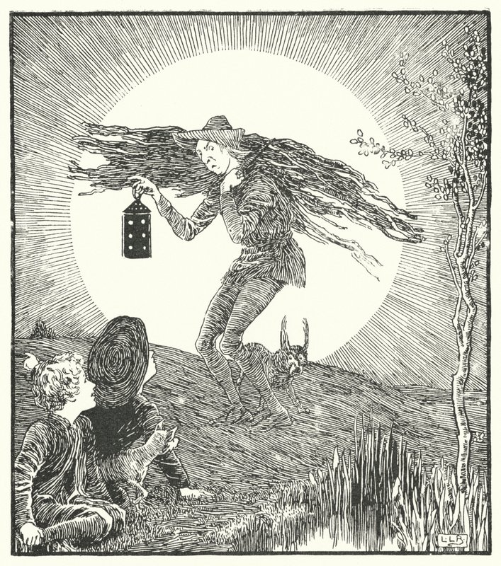 Manden i månen, kom væltende ned (gravering) af Leonard Leslie Brooke