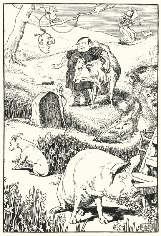 Den gamle kvinde og hendes gris (gravering) af Leonard Leslie Brooke