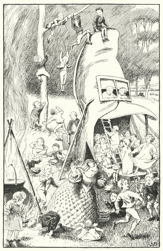 Der var en gammel kvinde, der boede i et show (gravering) af Leonard Leslie Brooke