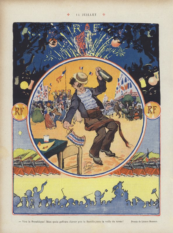 14. juli. Illustration til Le Rire af Leonce Burret