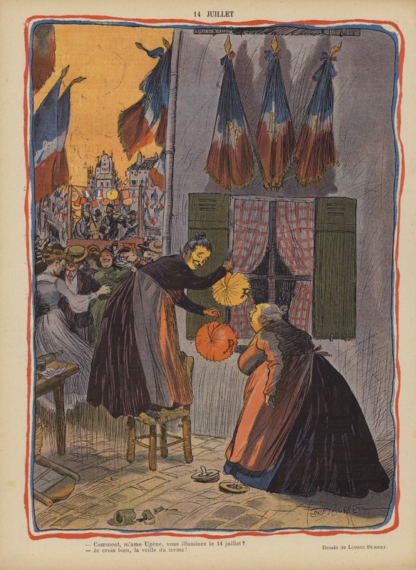 14. juli. Illustration til Le Rire af Leonce Burret