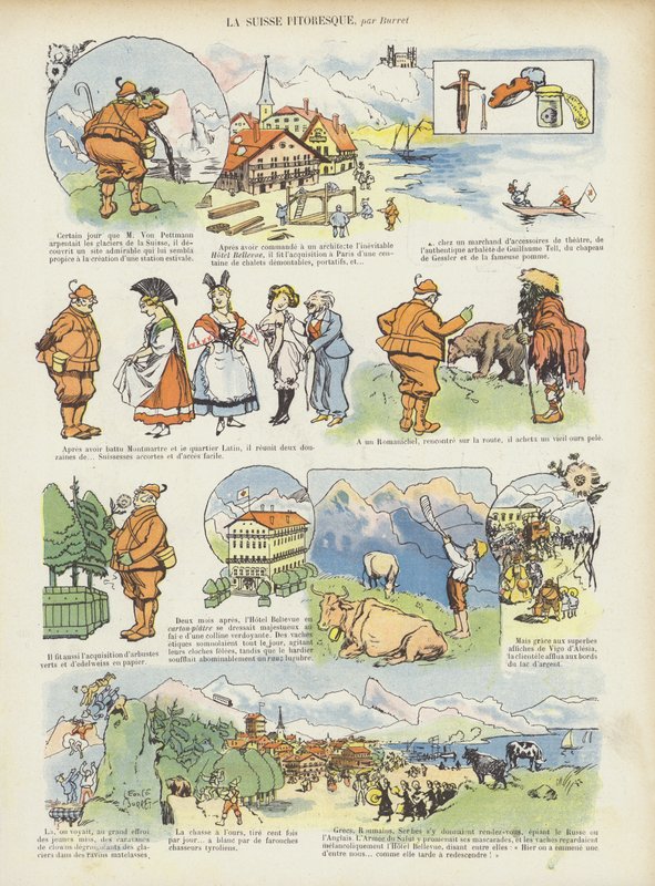 Det maleriske Schweiz. Illustration til Le Rire af Leonce Burret