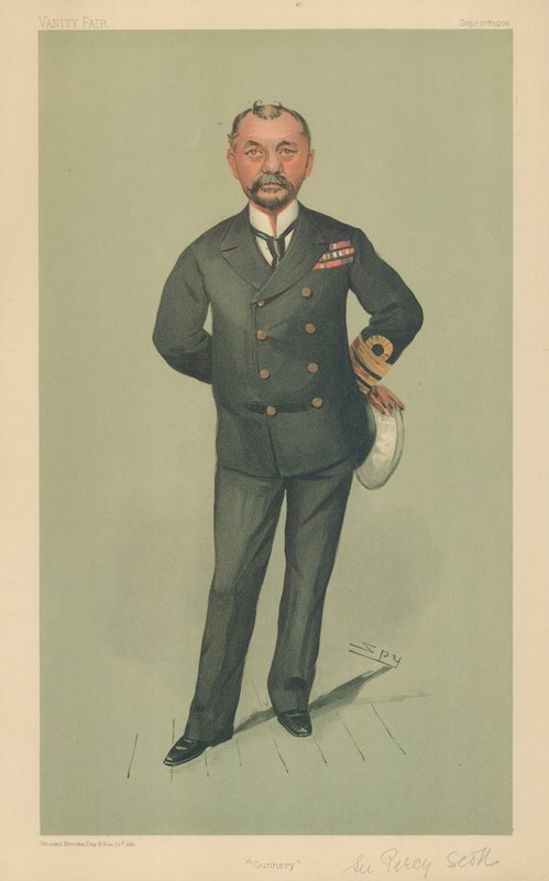 Kaptajn Percy Scott, Gunnery, 17. september 1903, Vanity Fair tegnefilm af Leslie Matthew Ward