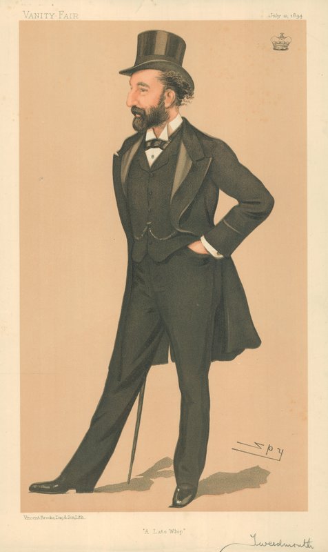 Lord Tweedmouth, En sen pisk, 12. juli 1894, Vanity Fair-tegneserie af Leslie Matthew Ward