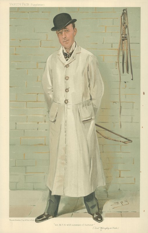 Lord Willoughby de Broke, En MFH med humoristisk sans, 26. december 1885, Vanity Fair-tegneserie af Leslie Matthew Ward