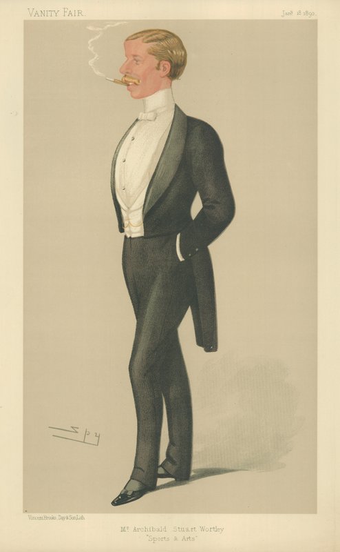 Mr Archibald John Stuart-Wortley, Sports and Arts, 18. januar 1890, Vanity Fair tegneserie af Leslie Matthew Ward
