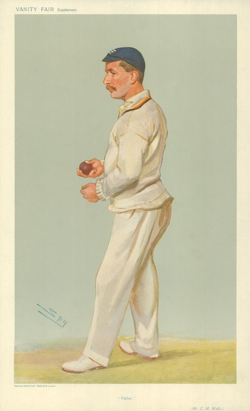 Mr. C M Wells, far, 10. juli 1907, Vanity Fair tegneserie af Leslie Matthew Ward