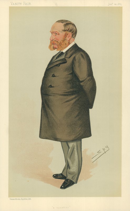 Mr Charles Henry Wilson, A squatter, 24. januar 1885, Vanity Fair tegneserie (farve litho) af Leslie Matthew Ward