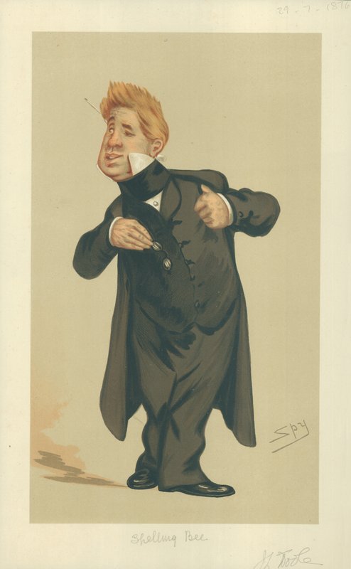 Mr John Laurence Toole, Spelling Bee, 29. juli 1876, Vanity Fair tegneserie af Leslie Matthew Ward