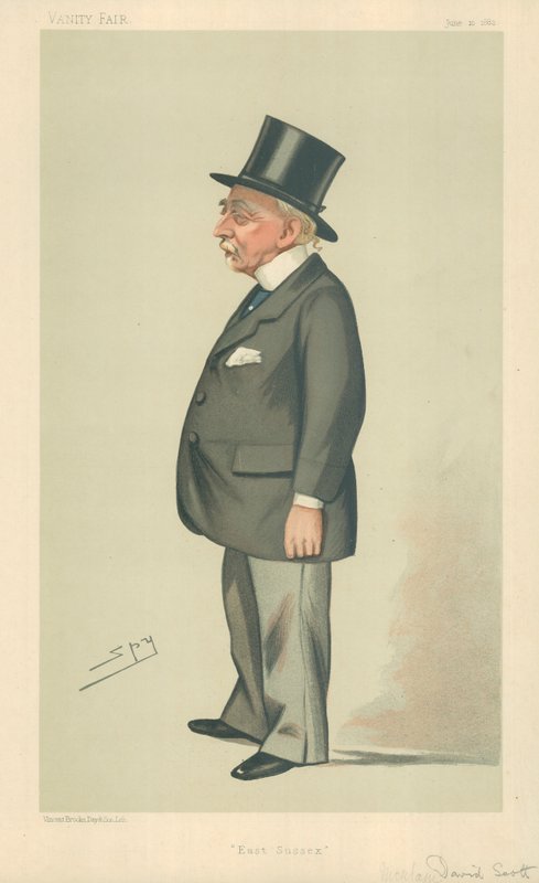 Mr Montagu David Scott, East Sussex, 10. juni 1882, Vanity Fair tegneserie af Leslie Matthew Ward