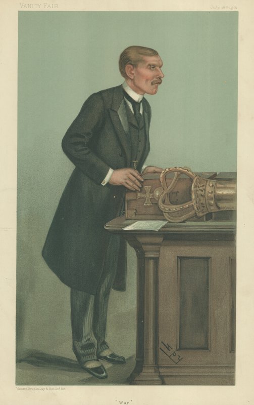 Mr William St John Fremantle Brodrick, Krig, 18. juli 1901, Vanity Fair tegneserie af Leslie Matthew Ward