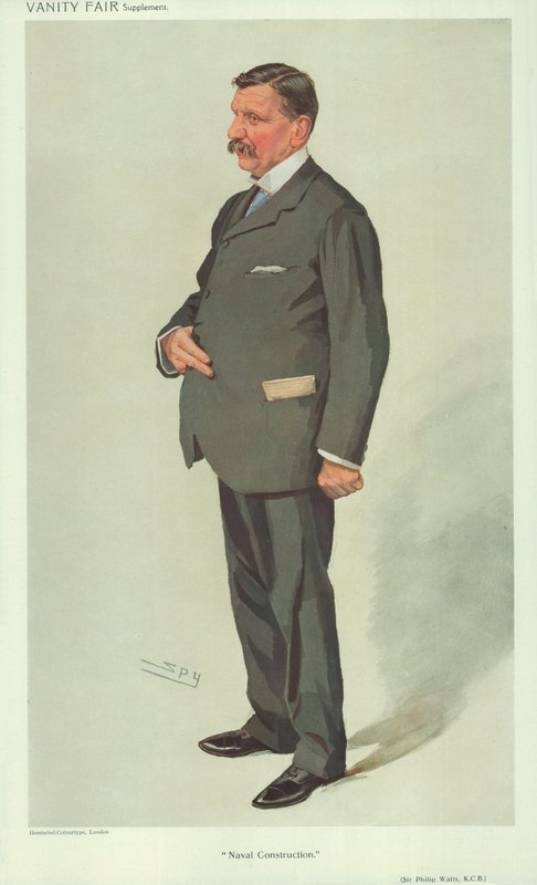 Sir Philip Watts, Naval construction, 7. april 1910, Vanity Fair tegneserie af Leslie Matthew Ward