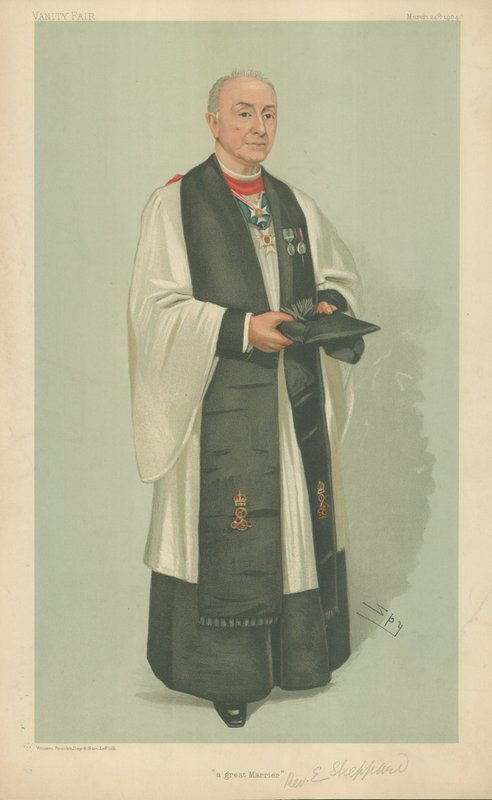 The Rev Edgar Sheppard, a great marrier, 24. marts 1904, Vanity Fair tegneserie af Leslie Matthew Ward