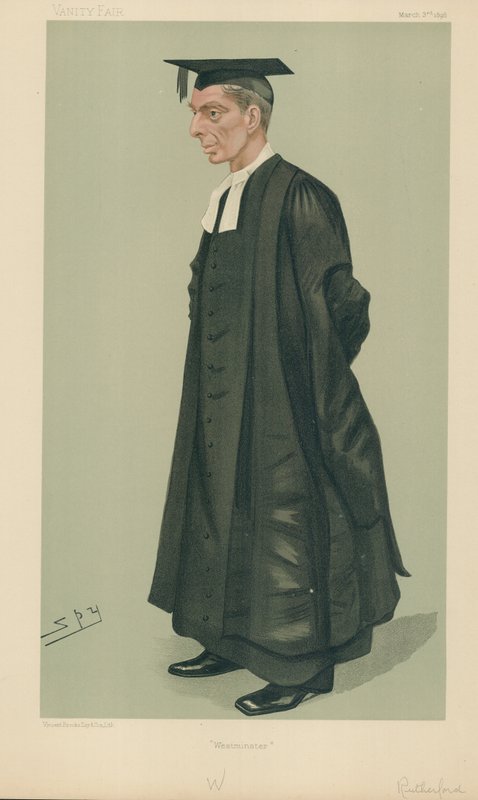 W S Rutherford, rektor for Westminster School, Westminster, 2. marts 1889, Vanity Fair tegneserie af Leslie Matthew Ward