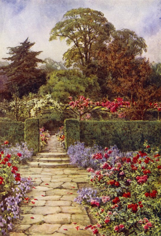 The Rose Walk (farve litho) af Lilian Stannard