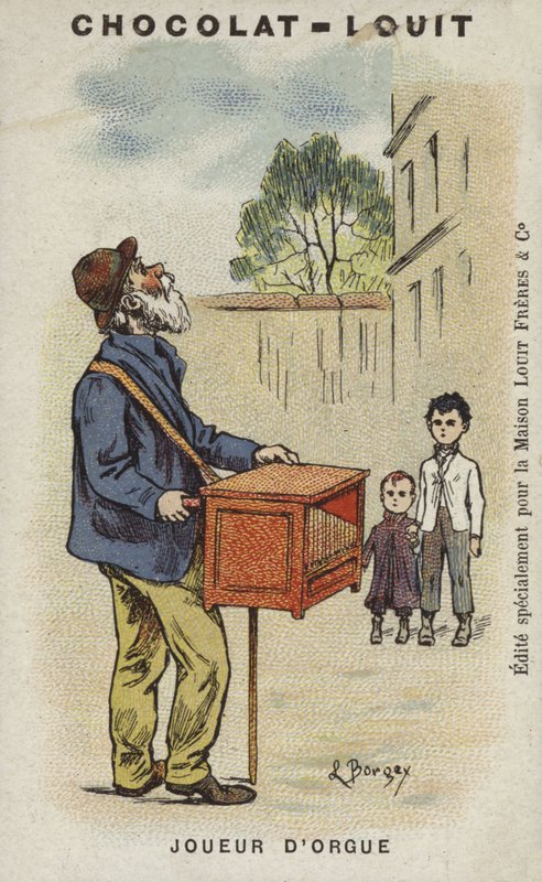 Orgelspiller (chromolitho) af Louis Borgex