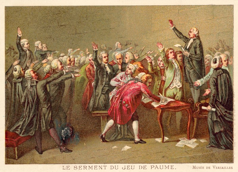 Tennisbaneeden, den franske revolution, 20. juni 1789 (chromolitho) af Louis Charles Auguste Couder