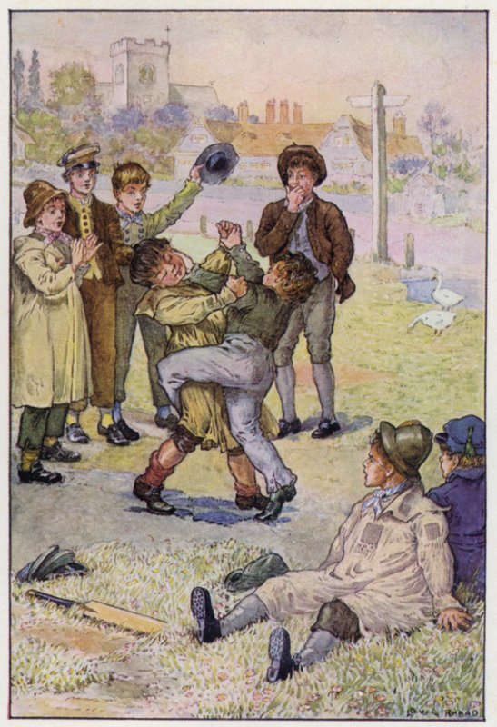 Illustration til Tom Browns skoledage af Louis John Rhead