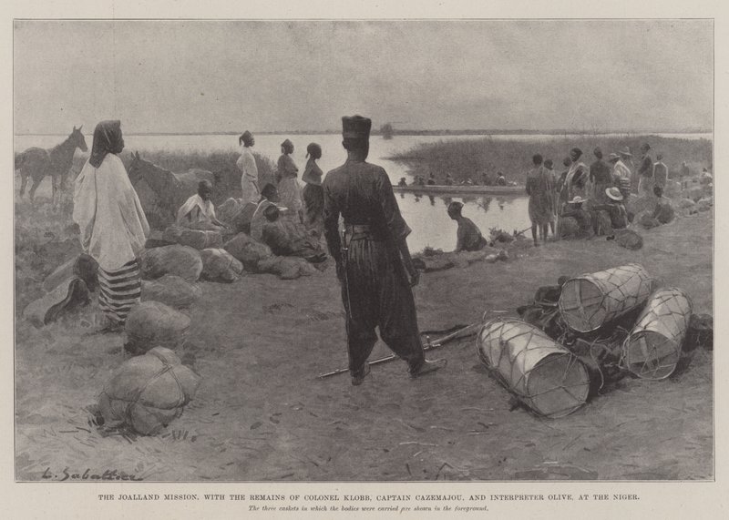 Joalland-missionen med resterne af oberst Klobb, kaptajn Cazemajou og tolk Olive ved Niger af Louis Remy Sabattier