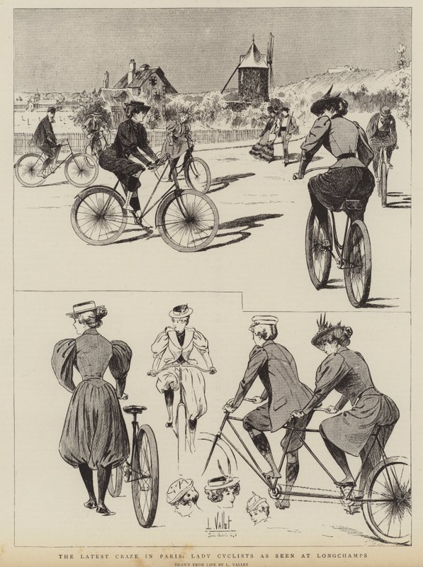 Den seneste dille i Paris, Lady Cyclists som set på Longchamps af Louis Vallet