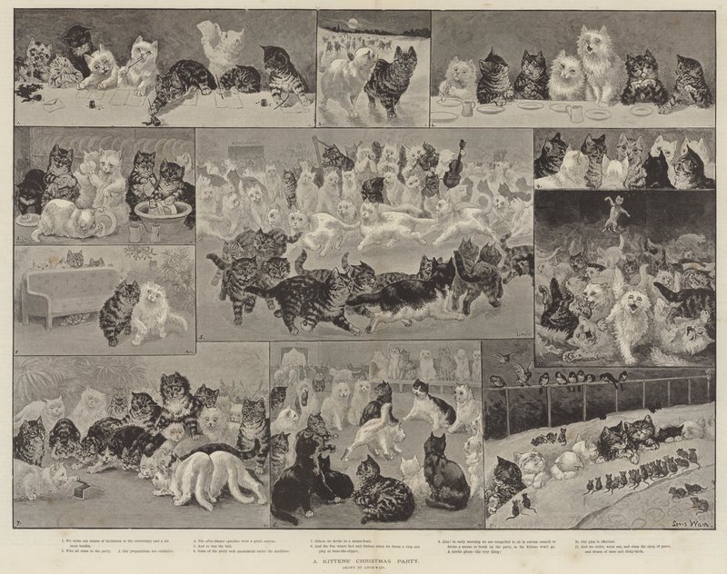 En kattekillingernes julefest af Louis Wain