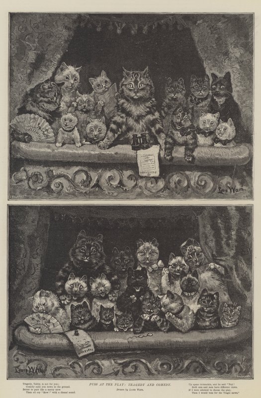Pus ved skuespillet, tragedie og komedie af Louis Wain
