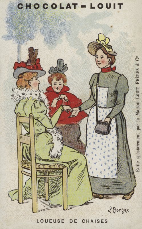 Stoleudlejning (chromolitho) af Louis Borgex
