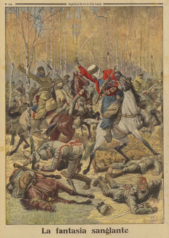 Algeriske goumiers af den franske hær besejrede en større gruppe tyske kavaleri, 1. Verdenskrig af Louis Charles (after) Bombled