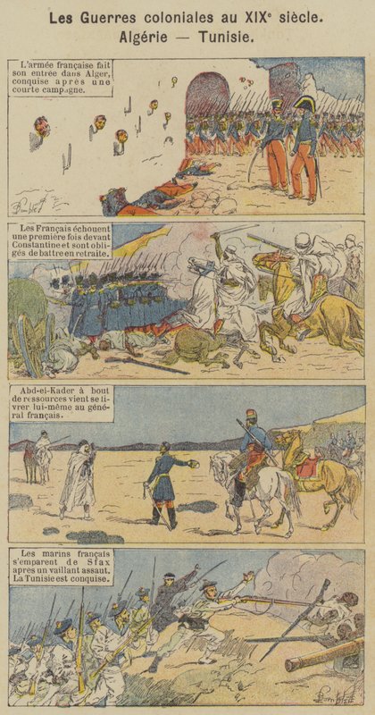 Kolonikrige i det 19. århundrede, Algeriet, Tunesien (farve litho) af Louis Charles (after) Bombled