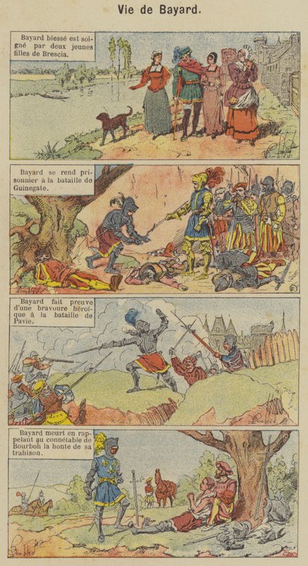 Life of Bayard (farve litho) af Louis Charles (after) Bombled