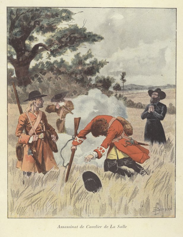 Drabet på Rene-Robert Cavelier de la Salle, 1687 af Louis Charles Bombled