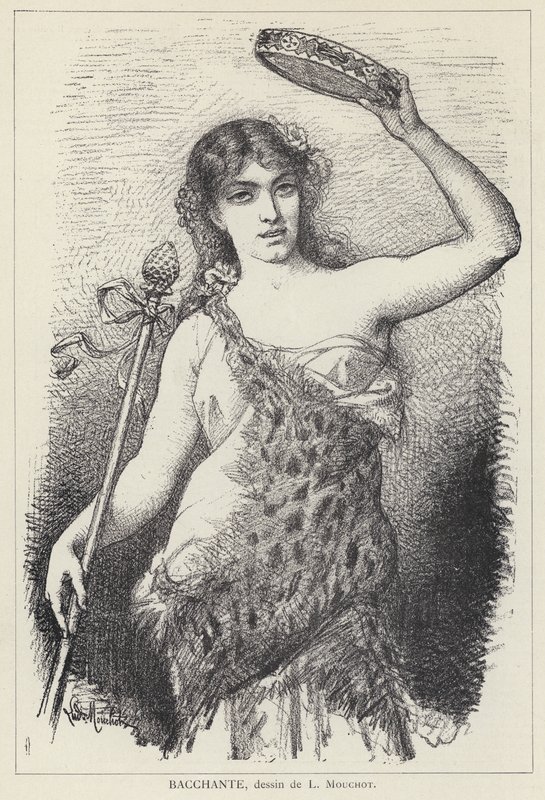 Bacchante (litho) af Louis Claude Mouchot