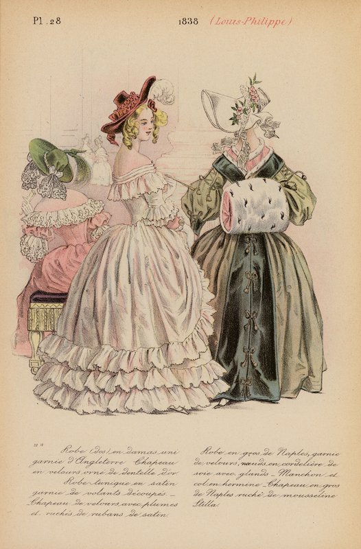 Fransk mode: 1838, Louis-Philippe (farvelitografi) af Louis Colas