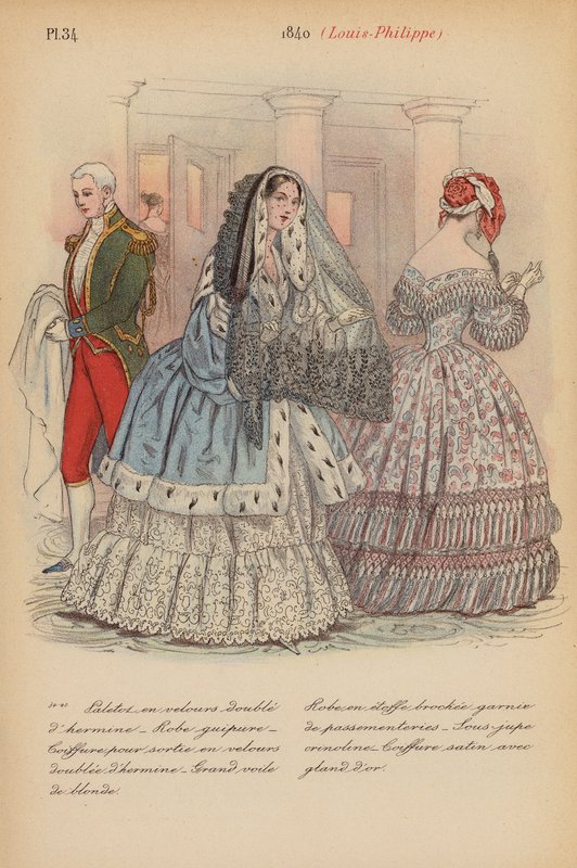 Fransk mode: 1840, Louis-Philippe (farvelitografi) af Louis Colas