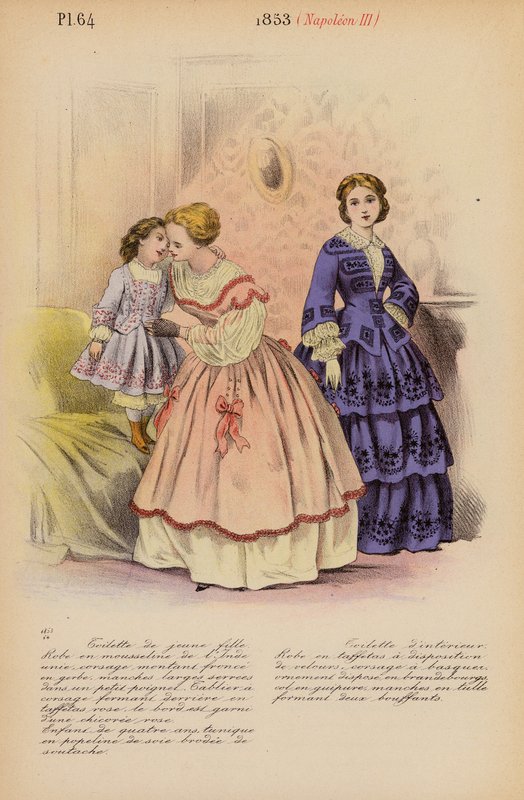 Fransk mode: 1853, Napoleon III (farvelitografi) af Louis Colas