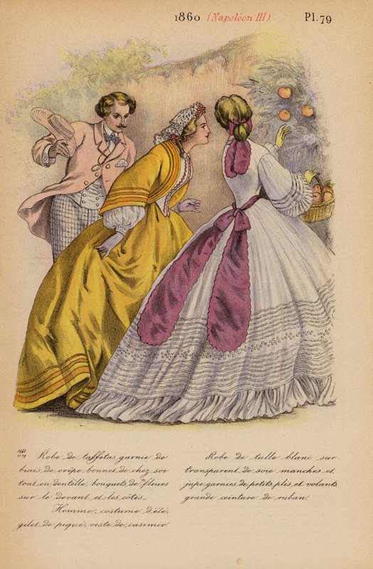 Fransk mode: 1860, Napoleon III (farvelitografi) af Louis Colas