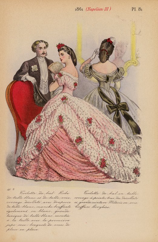 Fransk mode: 1861, Napoleon III (farvelitografi) af Louis Colas
