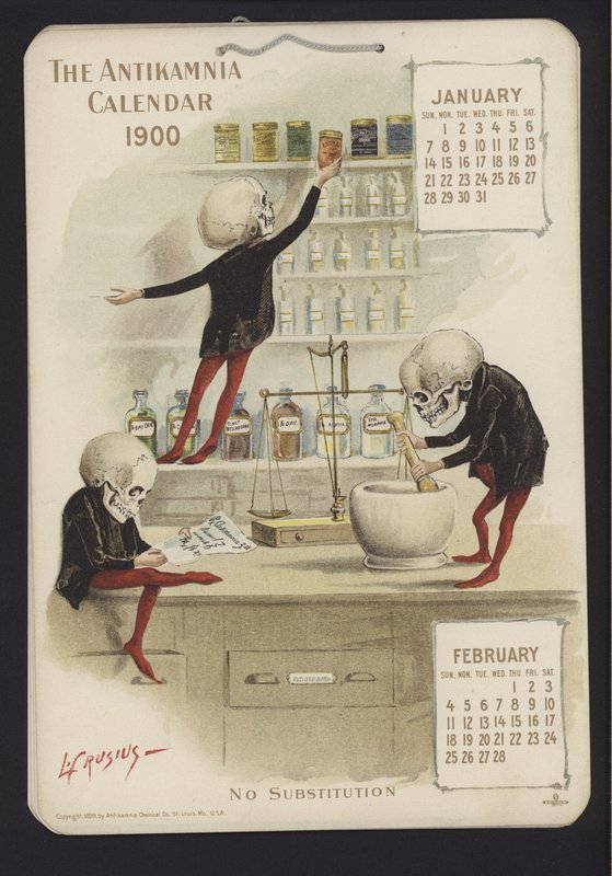 Illustration for Antikamnia Calendar, 1900 af Louis Crucius or Crusuius