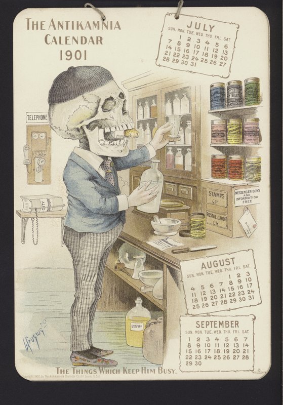 Illustration for Antikamnia Calendar, 1901 af Louis Crucius or Crusuius